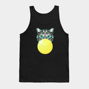 Yellow Bubblegum Cat Tank Top